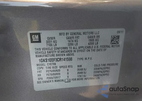 2012 GMC Yukon Denali from USA, damaged, VIN 1GKS1EEF3CR141598